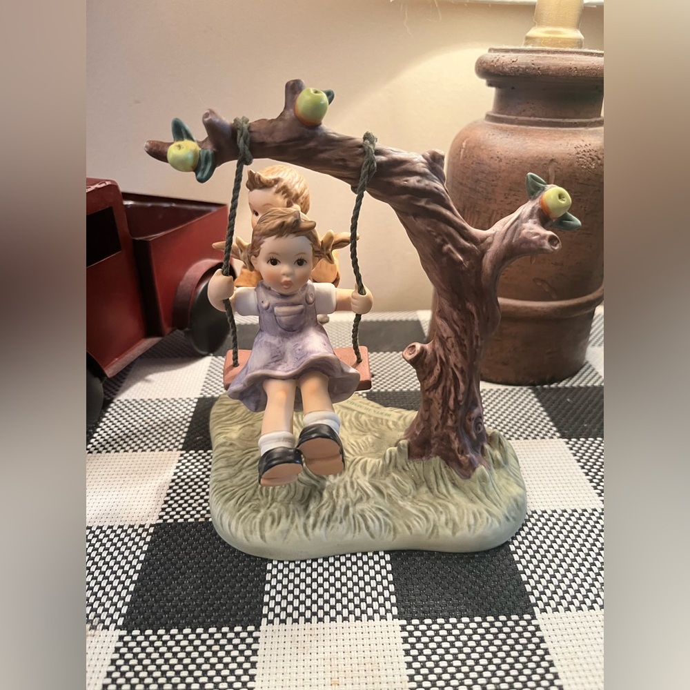 BERTA HUMMEL FIGURINE JUST A SWINGING BOY GIRL COLLECTIBLE EASTER MOTHERS DAY